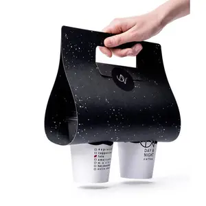 Özel Logo tek kullanımlık paket servisi olan restoran 2 iki karton kağıt içecek kahve fincanı taşıyıcı tutucu kolu ile