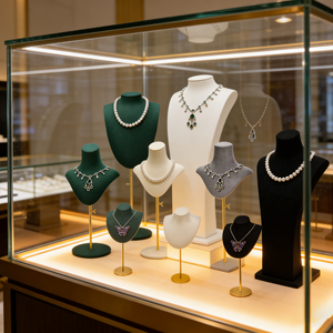 Expositor de Joyería de Terciopelo de Alta Calidad con Soporte Metálico para Collares, Colgantes y Pendientes - Product Image 1