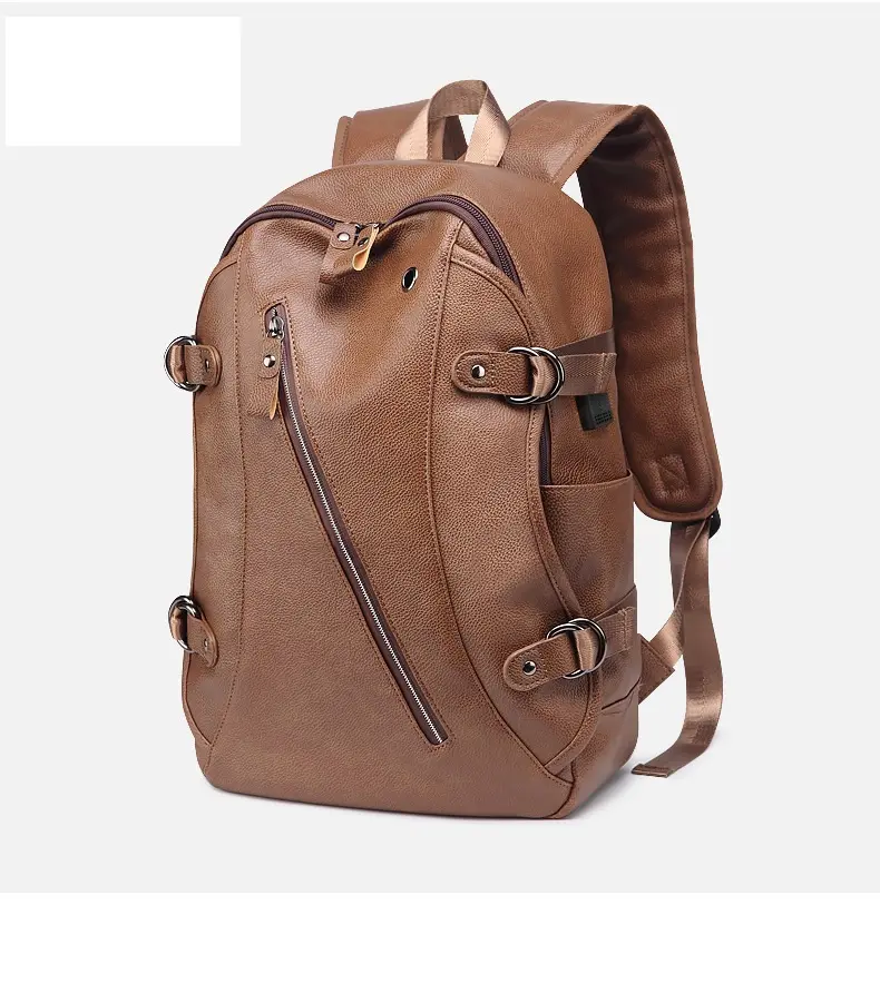 Impermeable negocio bolsa Anti robo PU de cuero logotipo personalizado portátil mochila para los hombres