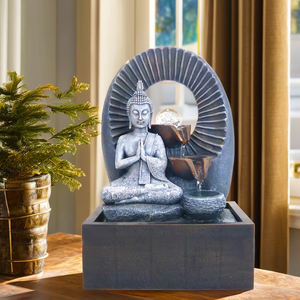 Venta al por mayor Zen meditación interior Feng Shui cascada resina estatua <span class=keywords><strong>de</strong></span> Buda Mesa fuente <span class=keywords><strong>de</strong></span> <span class=keywords><strong>agua</strong></span> con bola <span class=keywords><strong>de</strong></span> cristal - Product Image 2