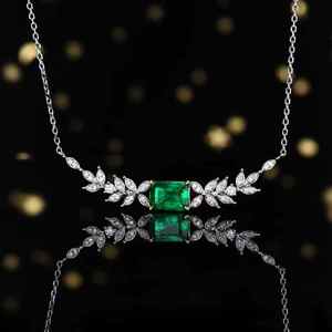 factory 0.95ct Natural Emerald Choker Necklace, <b>Solid</b> 18K <b>Gold</b> Paved with 42pcs Diamonds Total 0.22ct Luxury Women Fine Jewelry - Product Image 3