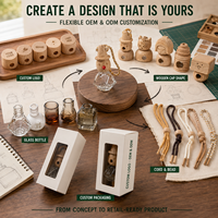 Diffuseur de parfum personnalisé pour voiture, armoire et bureau, en forme de tête de poupée en bois, avec bouteille en verre et cordon tressé, OEM ODM