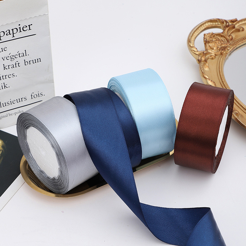 Luxury Custom 4cm 25 Yards Ribbon Roll Wholesale Gift Packing 196 Colors Ribbon White Pink Polyester Satin Christmas Ribbons