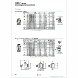 Raccords à touche unique en métal SMC Pneumatics KQB2S12-G02 pièces pneumatiques - Product Image 1