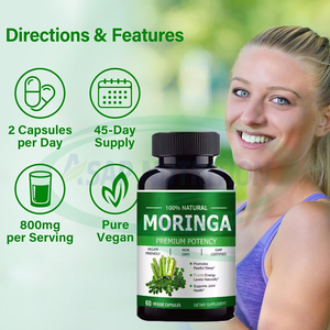 Ausreson kapsul ekstrak daun Moringa Label pribadi mendukung suplemen Pencernaan kapsul Moringa organik terbaik - Product Image 3