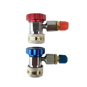 Airconditioning Snelkoppeling Adapter H/L Manifold Connector R134A Blauw/Rood Metalen Adapter Coupler Mannelijke Vierkante Gelijk casting