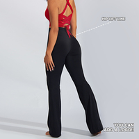 JIEJIN-Pantalon de yoga en nylon noir à taille haute pour jeunes femmes, leggings évasés avec scrunch