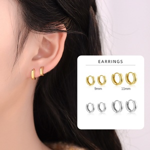 Fine 925 <strong>Silver</strong> Jewelry Manufacture 18K Gold Vermeil <strong>Huggies</strong> 925 Sterling <strong>Silver</strong> Plated Bold Hoop Earrings Women - Product Image 3