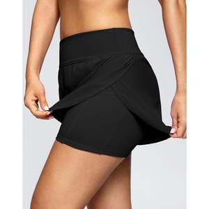 Short chaud 2 en 1 pour femme Short d'entraînement de yoga léger à taille haute avec doublure en spandex et poches pour la course à pied - Product Image 2