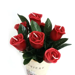 创意浪漫红玫瑰造型蜡烛，花形香烛情人节装饰