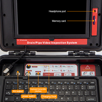 Cámara de Inspección de Alcantarillado con Pantalla Táctil HD 1080P de 10.1 Pulgadas, Contador de Metros, Transmisor de 512 Hz, Localizador Autonivelante, Cable de 5 mm, DVR de 16 GB