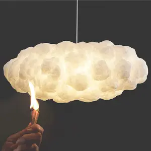 Soft cotton shell pendant chandelier lamp white floating hanging shade shape cloud light for baby bedroom decoration