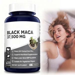 37500mg Hochwirksamer 50:1 Peruanischer Extrakt Maximale Stärke 200 Vegane Kapseln GVO- und Glutenfrei GMP Schwarze Maca-Kapseln - Product Image 1