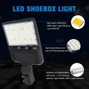 Lampadaire LED 60W 150W 200W, étanche IP66, haute efficacité lumineuse, cellule photoélectrique crépuscule-aube, éclairage extérieur pour parking - Product Image 2