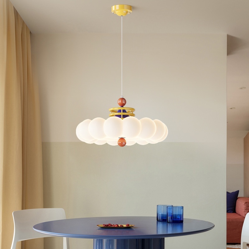 2025 Creative Colorful Cloud Iron Acrylic LED Ceiling Lamp Cream Style Modern Simple Bedroom Light