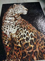 Mosaïque murale en verre découpé sur mesure 120x180cm, motif léopard moderne, carreaux de parquet, utilisation intérieure/extérieure, design graphique, résistant à l'eau