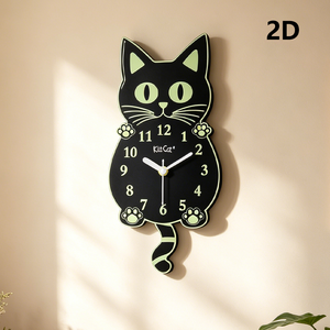 <span class=keywords><strong>Horloge</strong></span> murale en forme de chat noir lumineux 2D de 10 pouces - <span class=keywords><strong>Horloge</strong></span> à piles pour les chambres d'enfants ou les chambres à coucher - Product Image 3