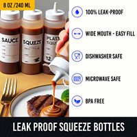 Bouteilles à eau de cuisine de 8 oz pour liquides Bouteilles à presser de condiments étanches pour sauces