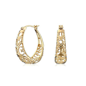 Orecchini a polsino a forma di cuore traforati in filigrana per donna, eleganti accessori per tutti i giorni e per feste - Product Image 5