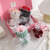 Mini bouquet de roses en tissu pied-de-poule parfumé, fleur éternelle, coffret cadeau, cadeau de mariage, cadeau de la Saint-Valentin, vente en gros