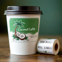 Rouleau d'autocollant personnalisé d'étiquette de café brillant pour gobelet en plastique et en papier
