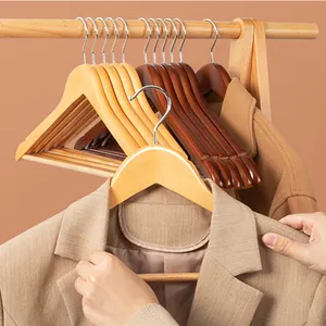 निर्माता कपड़ों के लिए मोटे लकड़ी के शीर्ष कपड़े हैंगर थोक हैंगर