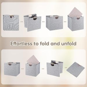 Cubos de almacenamiento plegables Contenedores de tela con asas de madera para estantes <span class=keywords><strong>Kallax</strong></span> - Product Image 3