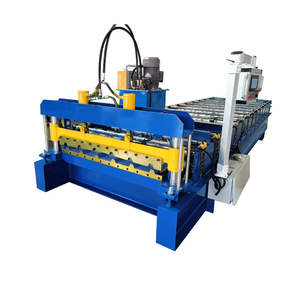เครื่องขึ้นรูปกระเบื้องเหล็กทรงสี่เหลี่ยมคางหมูแบบ PLC ภาษาอังกฤษ/อาหรับ พร้อมแผ่นกลางขนาด 14 มม. เครื่องรีดขึ้นรูปเหล็กความแข็งแรงสูงแบบอัตโนมัติสำหรับหลังคาเหล็ก - Product Image 1