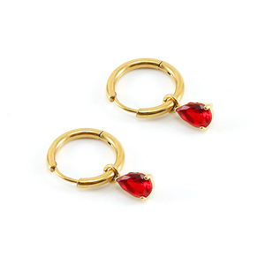 Mode haut de gamme PVD 18K plaqué or goutte d'eau zircone pendentif Huggie boucles d'oreilles femmes en acier inoxydable bijoux en gros - Product Image 5