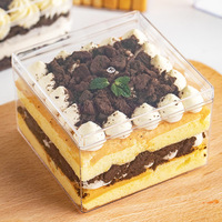 Contenants Carrés en Plastique Transparent à Logo Personnalisé, Boîtes à Mousse, Tiramisu, Pudding, Cube en Acrylique pour Desserts Alimentaires