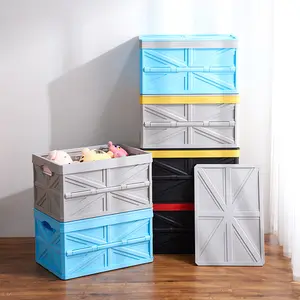 Caja de almacenamiento plegable de 20L, caja de plástico multiusos con mango