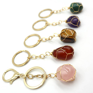 Wholesale Natural Crystal Keychain Healing Energy Souvenir Gift with Tumble Feature
