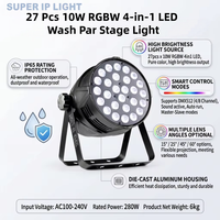 Luz LED Par Can RGBW de 280W 15~60 °   Lente Ajustable Activada por Sonido para Fiestas, Bodas y Escenarios