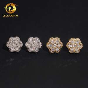 Pendientes Zuanfa Iced Out Cluster Flower Moissanite Oro Plata Hip Hop Joyería de Plata de Ley 925 Envío Rápido Stock Local - Product Image 3