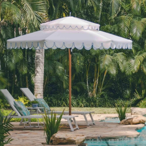 LS Doppelschicht-Wellendesign Aluminium-Stange Weißer Großer Regenschirm |   Strand-, Markt- & Hochzeits-Sonnenschirm Outdoor-Sonnenschutz - Product Image 3