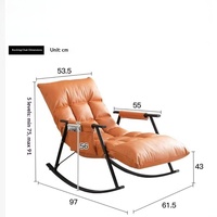 Fauteuil inclinable à bascule en cuir technique résistant à l'usure et à la saleté avec dossier réglable et rangement, vente directe de luxe