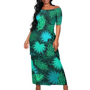 POD Puletasi 2ピースセットプラスサイズポリネシアヤシの木柄カジュアルトップスとスカートポリネシアトライバルデザインプロムドレス2025 - Product Image 1