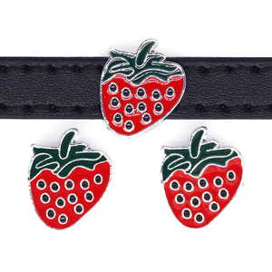 Ciondoli a forma di fragola da 8 mm all'ingrosso, in lega metallica, scorrevoli, per braccialetti per bambini, cinturini e creazione di gioielli da donna - Product Image 5