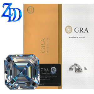 GRA Moissanite Square Glacier Blue Lab Created Loose Gemstone for Jewelry Making - Product Image 1