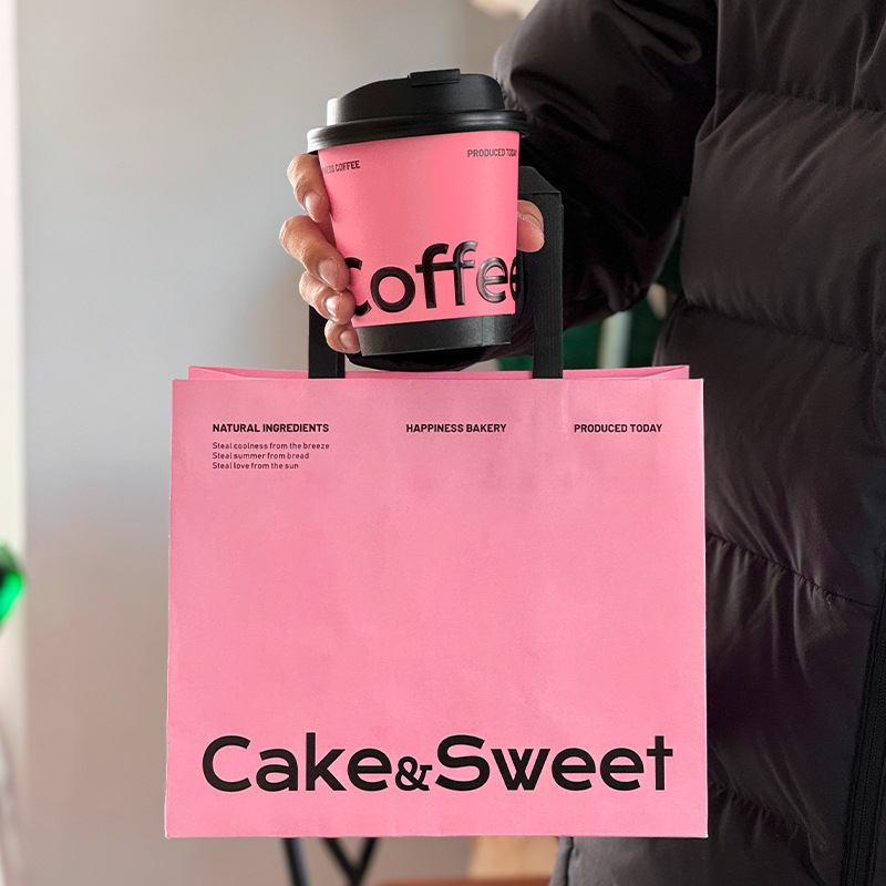 Disposable Coffee Paper Cup Custom pink Milk Tea Cup Thickened Commercial Takeout Packing Paper Cup