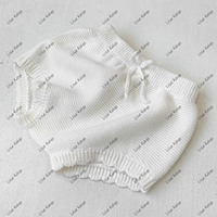 Ensemble 3 pièces tricoté pour nouveau-né : Cardigan à manches longues, culotte et bonnet – Tenue de sortie d'hôpital pour bébé