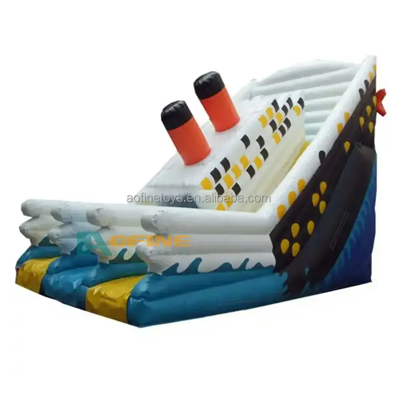 Şişme Titanic gemi slaytlar Titanic şişme çift şeritli kuru slayt çocuklar için