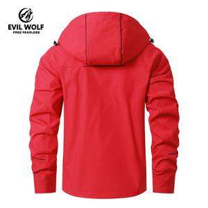 Veste coupe-vent à capuche pour homme Evil Wolf, fine, coupe-vent, avec fermeture éclair, col montant, pour les loisirs en plein air, sport, printemps, décontractée - Product Image 4