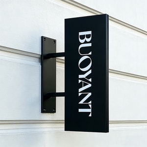 Custom Square Outdoor Shop <b>Wall</b> Blade <b>Signs</b> Hanging Advertising Sign for Business Restaurant Logo Name - Product Image 2
