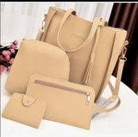 Ensemble Sac Messager Bandoulière Femme Tendance Litchi – 4 Pièces, Mode PU, Fermeture Éclair Carrée, Capacité 2-2.9L