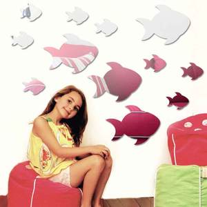 Stiker dekorasi ikan, definisi tinggi merekat sendiri bentuk ikan cermin akrilik dekorasi rumah dapat dilepas untuk anak-anak DIY Desain Seni Dekorasi - Product Image 2