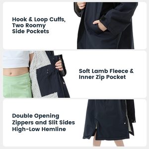 Personalized Waterproof Changing Robe Fleece Lined Jacket <strong>Dry</strong> Poncho <strong>Coat</strong> for <strong>Swimming</strong> Surfing Outdoor Sports - Product Image 4