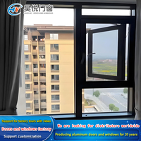 Ventana abatible de vidrio templado de una sola capa de 5mm de aluminio de bajo consumo insonorizado de 50cm de diseño personalizado