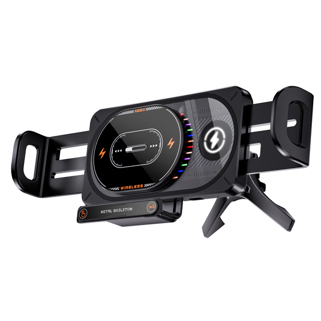 Wholesale Quality Magnetic Flexible Car Mount for Foldable Phones Dual Coi Fast 15W Wireless Charging Air Vent Mount Ambient