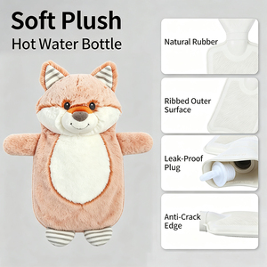 Bouteille d'eau chaude en caoutchouc miniature de haute qualité fabriquée en Chine, avec housse en peluche en forme de <span class=keywords><strong>renard</strong></span> orange - Product Image 2